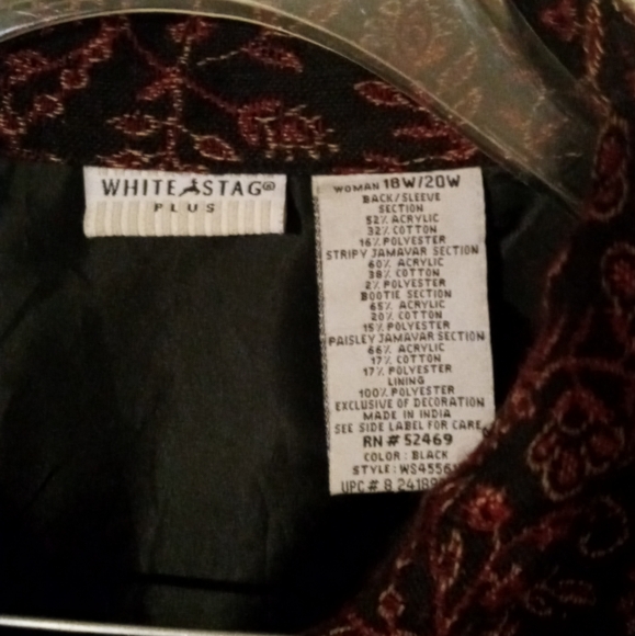 Vintage White Panel Design Jacquard Jacket Size 18W To 20W - Picture 2 of 5